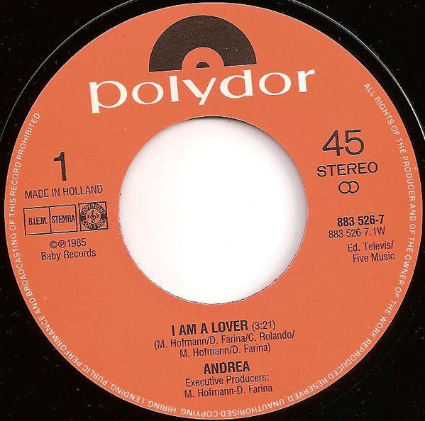 Andrea (4) : I'm A Lover (7", Single)
