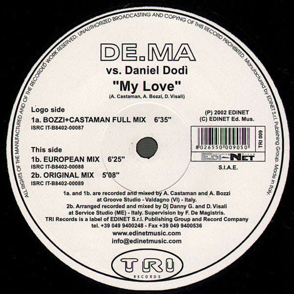 DE.MA Vs. Daniel Dodì : My Love (12")