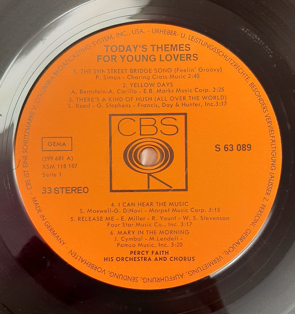 Percy Faith And His Orchestra And Chorus : Today's Themes For Young Lovers (LP, Album)