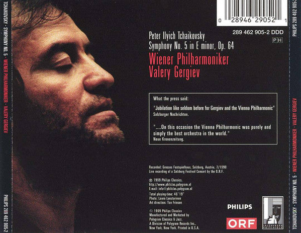 Pyotr Ilyich Tchaikovsky - Wiener Philharmoniker, Valery Gergiev : Symphony No. 5 (CD, Album, PMD)