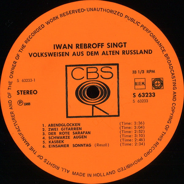 Ivan Rebroff, Balalaika Ensemble Troika : Iwan Rebroff Singt Volksweisen Aus Dem Alten Russland (Folge 2) (LP, Album)