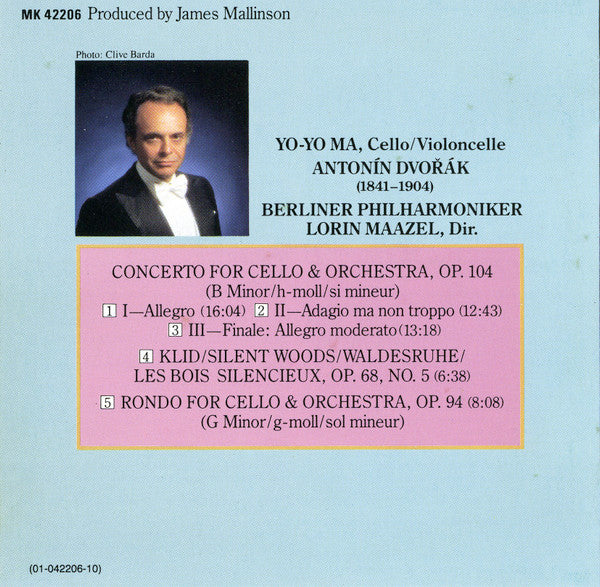 Yo-Yo Ma, Antonín Dvořák, Berliner Philharmoniker, Lorin Maazel : Cello Concerto, Op.104 / Rondo, Op.94 / Klid/Waldesruhe, Op.68 No. 5 (CD)