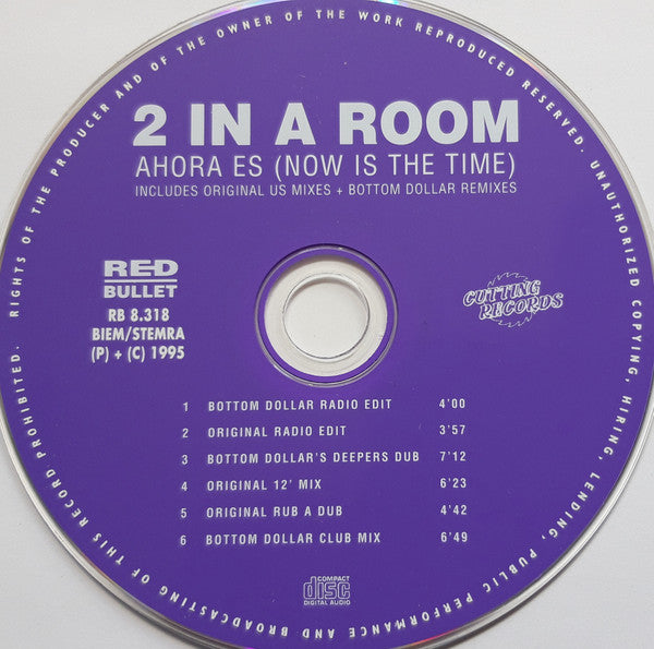 2 In A Room : Ahora Es (Now Is The Time) (CD, Maxi)