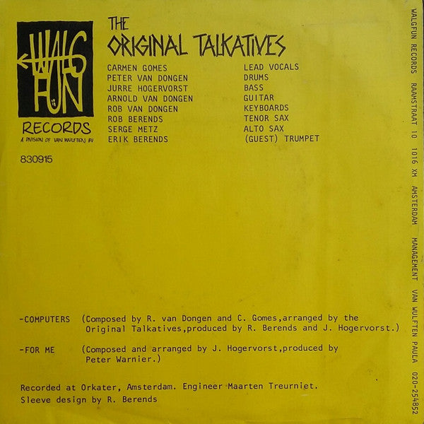 The Original Talkatives : Computers / For Me (7", Single)