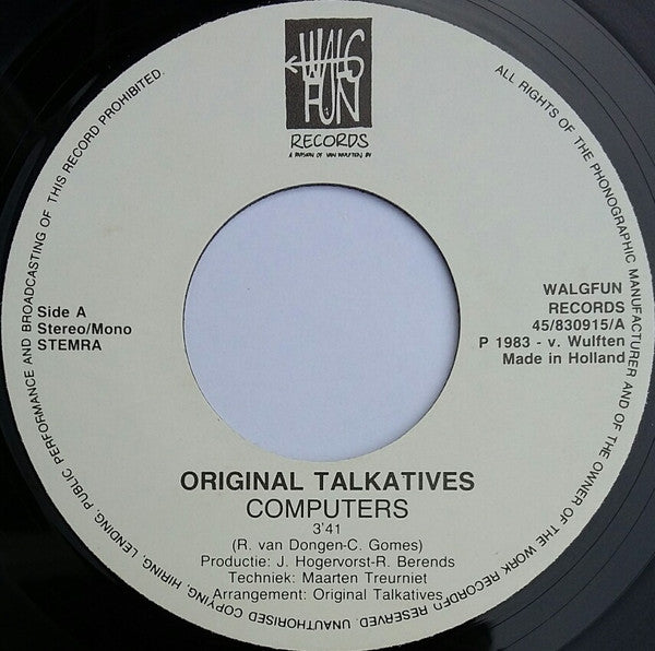 The Original Talkatives : Computers / For Me (7", Single)
