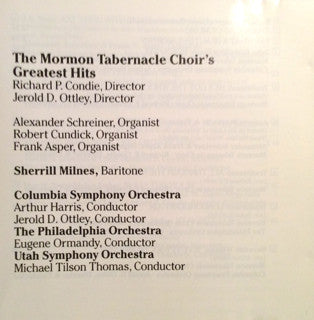 Mormon Tabernacle Choir : The Mormon Tabernacle Choir's Greatest Hits (CD, Comp)