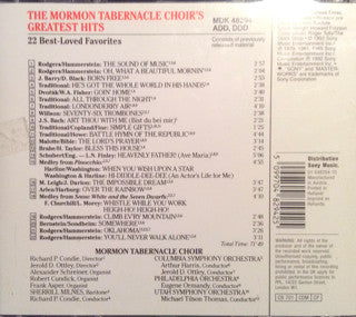 Mormon Tabernacle Choir : The Mormon Tabernacle Choir's Greatest Hits (CD, Comp)