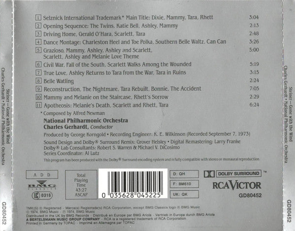 Max Steiner / National Philharmonic Orchestra / Charles Gerhardt : Max Steiner's Classic Film Score "Gone With The Wind" (CD, Album, RE, RM, Dol)