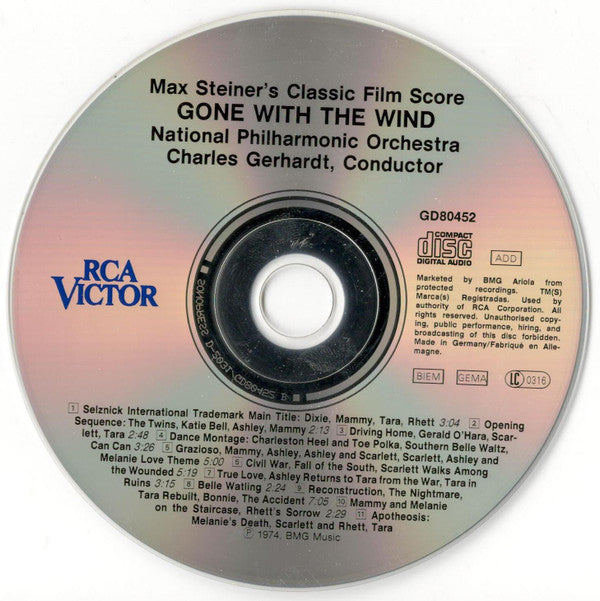 Max Steiner / National Philharmonic Orchestra / Charles Gerhardt : Max Steiner's Classic Film Score "Gone With The Wind" (CD, Album, RE, RM, Dol)