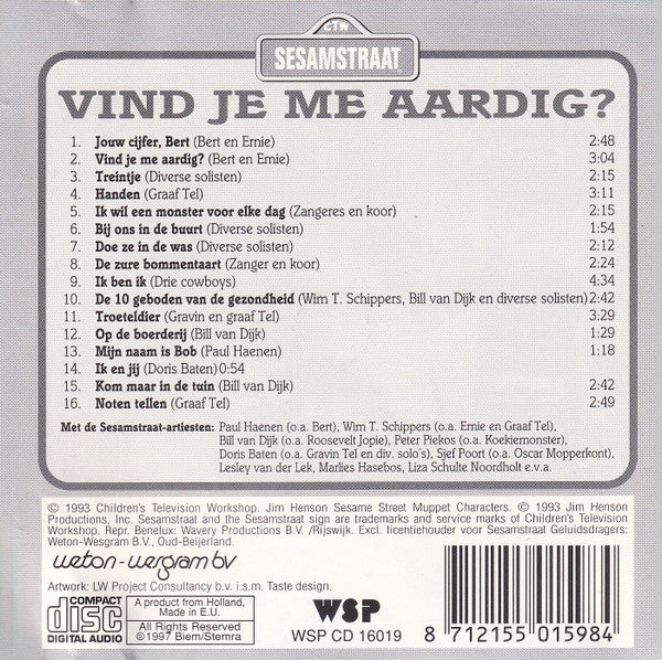 Sesamstraat : Vind Je Me Aardig? En Andere Hits Uit Sesamstraat! (CD, Album, RE)