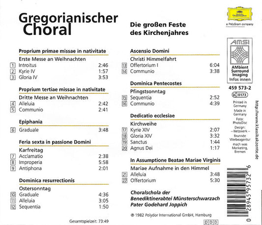 Choralschola Der Benediktinerabtei Münsterschwarzach, Godehard Joppich : Gregorianischer Choral (CD, Album)