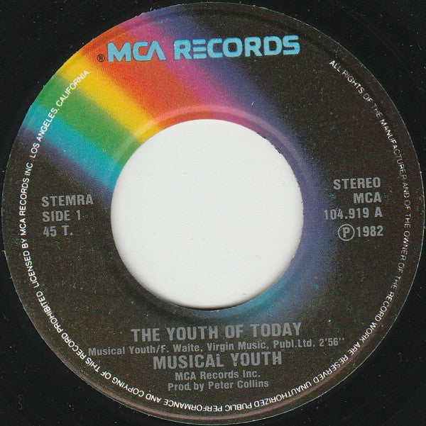 Musical Youth : Youth Of Today (7", Single)