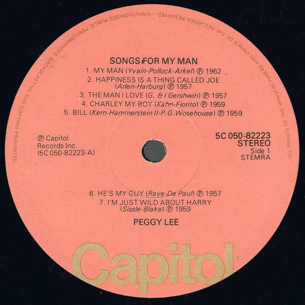 Peggy Lee : Songs For My Man (LP, Comp)