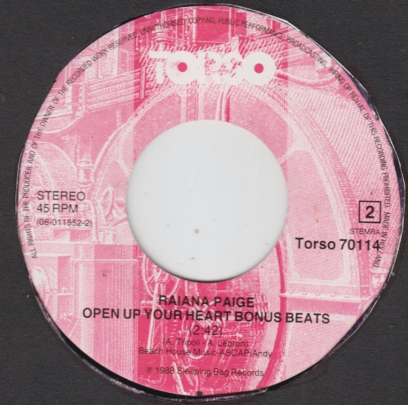 Raiana Paige : Open Up Your Heart (7", Single)