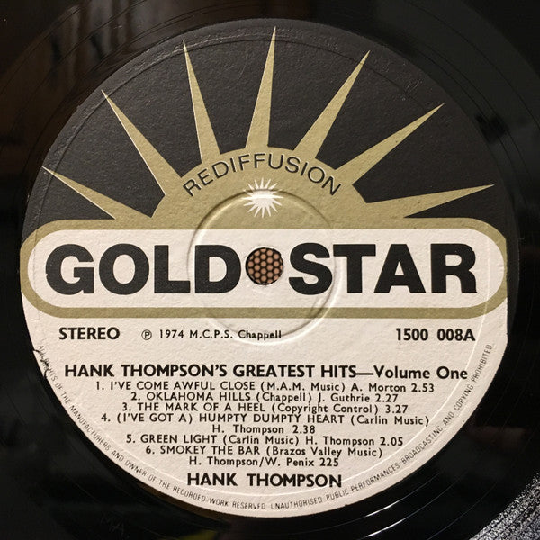 Hank Thompson : Hank Thompson’s Greatest Hits Vol 1 (LP, Album, Comp)
