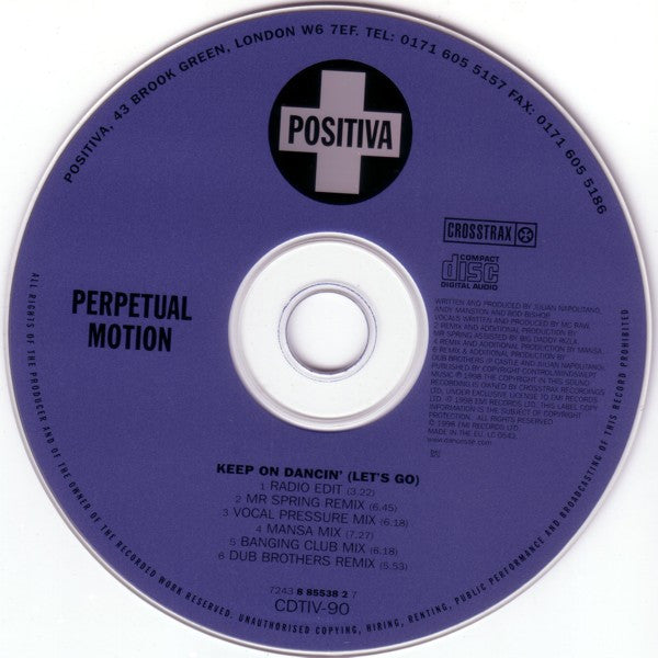 Perpetual Motion : Keep On Dancin' (Let's Go) (CD, Single)
