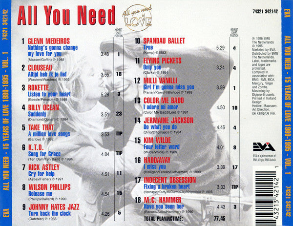 Various : All You Need Vol. 1 - 15 Years Of Love 1980 - 1995 (CD, Comp)