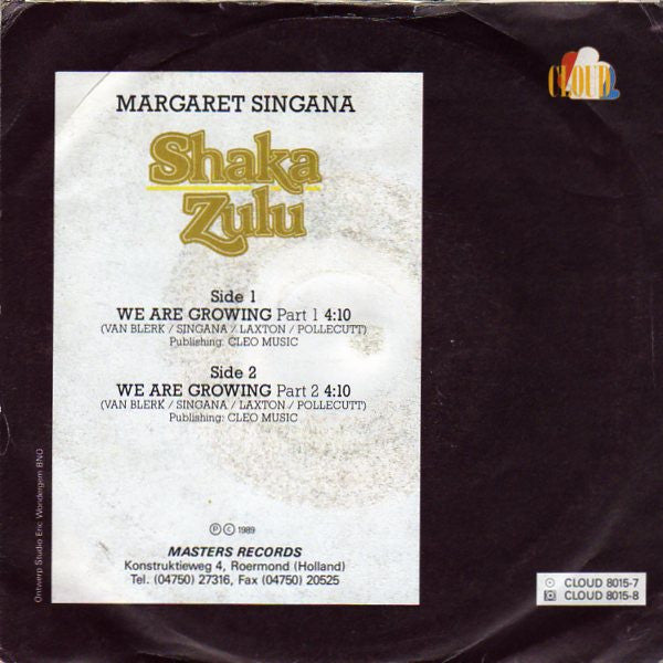 Margaret Singana : We Are Growing (Part 1 & 2) (7", Single)