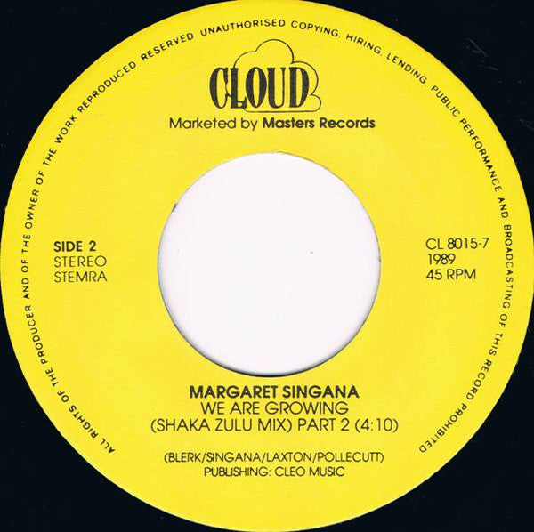 Margaret Singana : We Are Growing (Part 1 & 2) (7", Single)