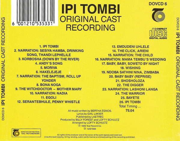 Various : Bertha Egnos & Gail Lakier's Ipi Tombi: Original Cast Recording (CD, Album)
