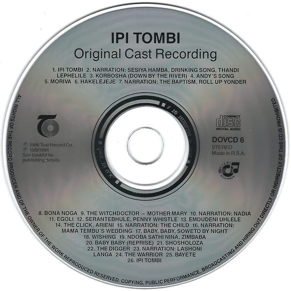 Various : Bertha Egnos & Gail Lakier's Ipi Tombi: Original Cast Recording (CD, Album)