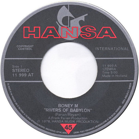 Boney M. : Rivers Of Babylon (7", Single, CBS)