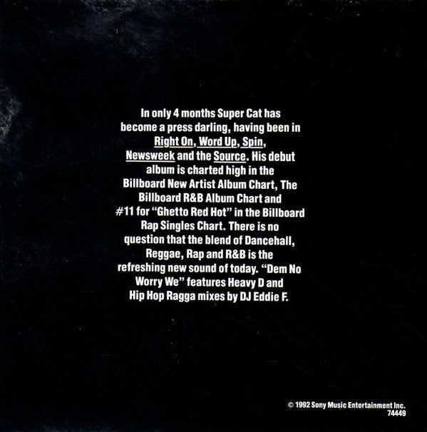 Super Cat (2) : Dem No Worry We (CD, Maxi)