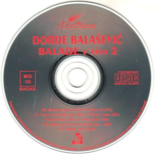 Đorđe Balašević : U Tvojim Molitvama - Balade V Živo (2xCD, Album, RE)