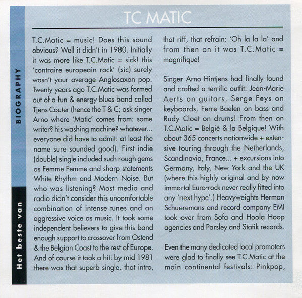 TC Matic : Het Beste Van TC Matic (CD, Comp)