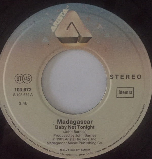 Madagascar (5) : Baby Not Tonight (7", Single)