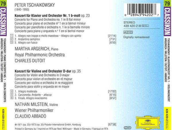 Pyotr Ilyich Tchaikovsky : Klavierkonzert Nr. 1 / Violinkonzert (CD, Comp)