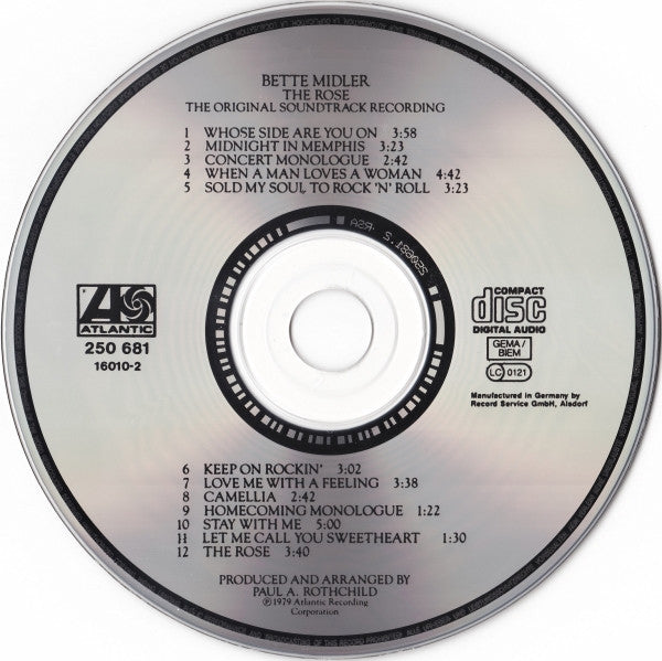 Bette Midler : The Rose (The Original Soundtrack Recording) (CD, Album, RE)