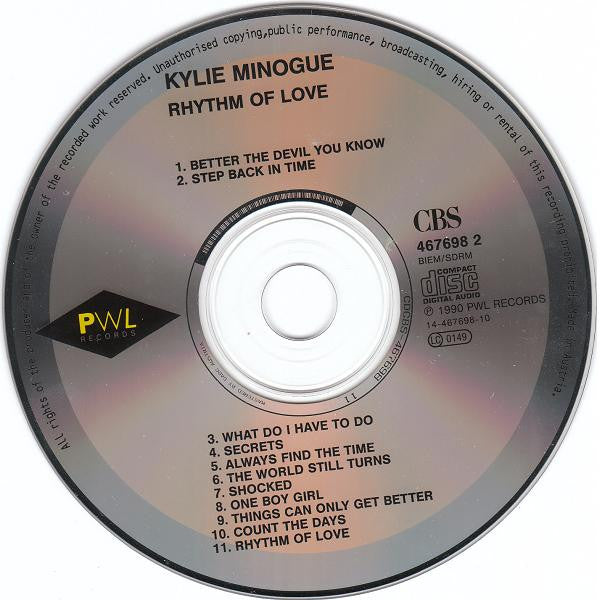 Kylie Minogue : Rhythm Of Love (CD, Album)