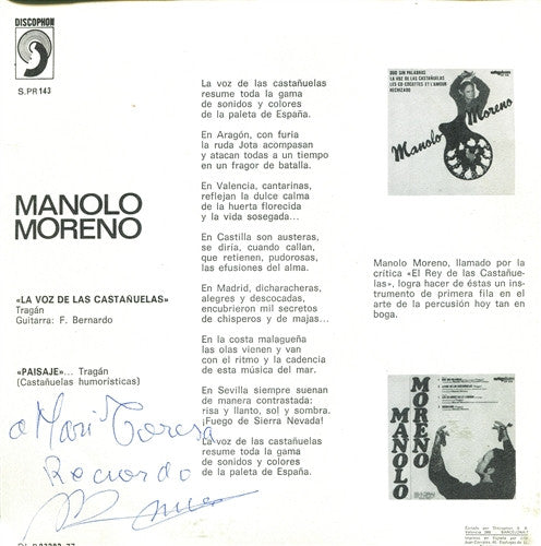 Manolo Moreno : La Voz De Las Castañuelas / Paisaje (7", Single)
