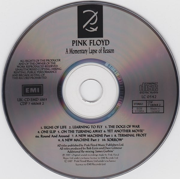 Pink Floyd : A Momentary Lapse Of Reason (CD, Album, RE, RP)