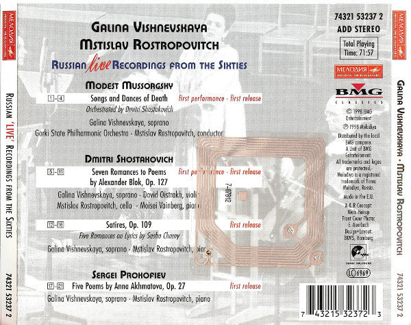 Galina Vishnevskaya • Mstislav Rostropovich - Modest Mussorgsky • Dmitri Shostakovich • Sergei Prokofiev : Russian Live Recordings From The Sixties (CD, RM)