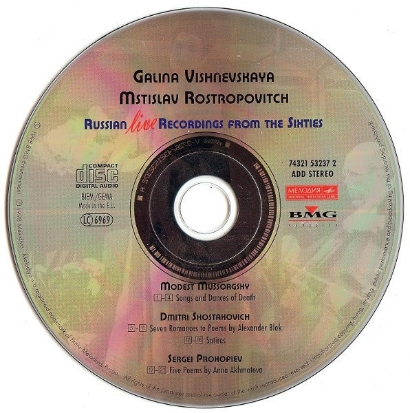 Galina Vishnevskaya • Mstislav Rostropovich - Modest Mussorgsky • Dmitri Shostakovich • Sergei Prokofiev : Russian Live Recordings From The Sixties (CD, RM)