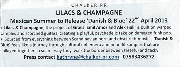 Lilacs & Champagne : Danish & Blue (CDr, Album, Promo)