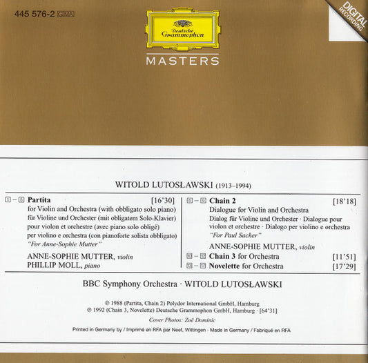 Witold Lutoslawski - Anne-Sophie Mutter, Phillip Moll, BBC Symphony Orchestra : Lutosławski Conducts Lutosławski (Partita · Chain 2 · Chain 3 · Novelette) (CD, Comp)