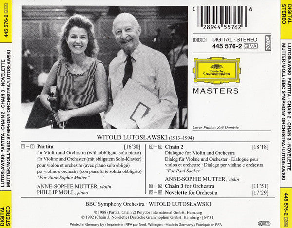 Witold Lutoslawski - Anne-Sophie Mutter, Phillip Moll, BBC Symphony Orchestra : Lutosławski Conducts Lutosławski (Partita · Chain 2 · Chain 3 · Novelette) (CD, Comp)
