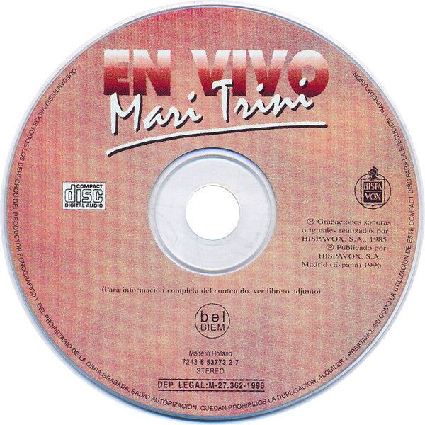Mari Trini : En Vivo (CD, Album, RE)