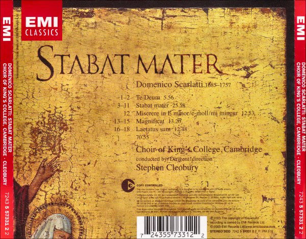 Domenico Scarlatti - The King's College Choir Of Cambridge • Stephen Cleobury : Stabat Mater (CD, Album, Copy Prot.)