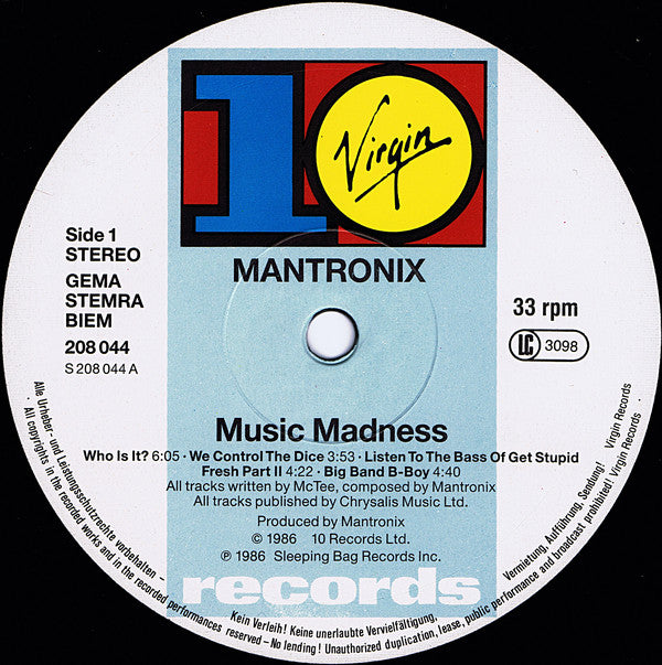 Mantronix : Music Madness (LP, Album)