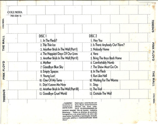 Pink Floyd : The Wall (2xCD, Album, RE)