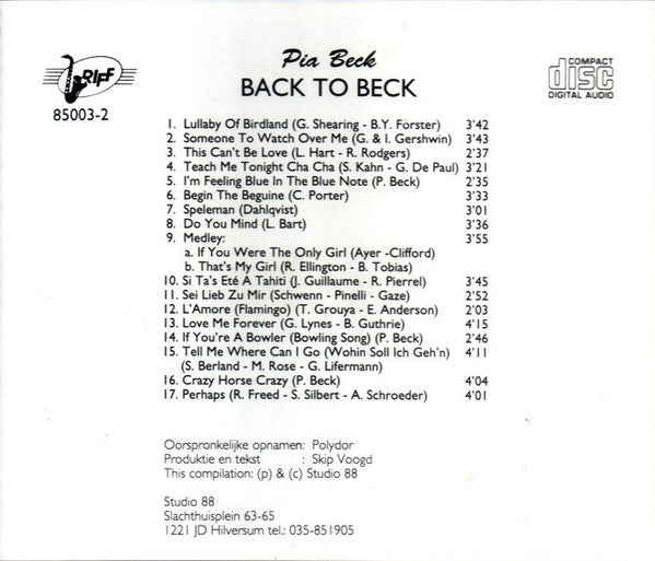 Pia Beck : Back To Beck (CD)