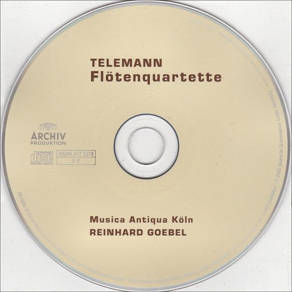 Georg Philipp Telemann - Musica Antiqua Köln • Reinhard Goebel : Flötenquartette (CD, Album)