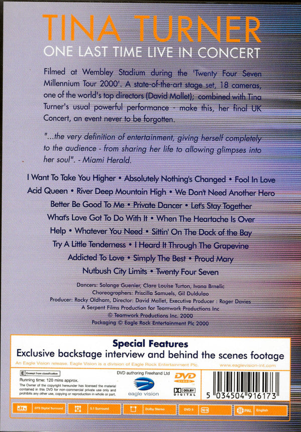 Tina Turner : One Last Time Live In Concert (DVD-V, Multichannel, PAL)