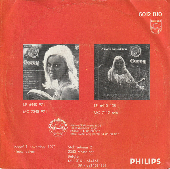 Corry Konings : Hoe Je Heette, Dat Ben Ik Vergeten (7", Single)