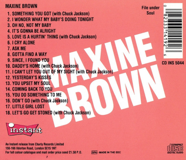 Maxine Brown : Not My Baby (CD, Comp)