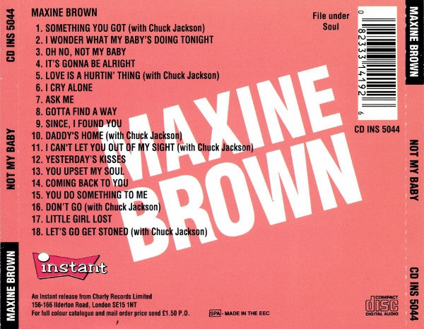 Maxine Brown : Not My Baby (CD, Comp)